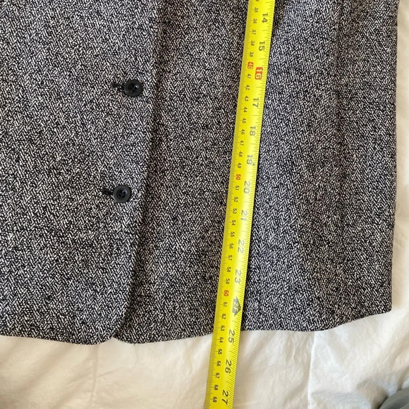 Wool & Silk Talbots Petites Tweed Leather Herringbone Blazer  Jacket Medium 10 - Picture 13 of 14